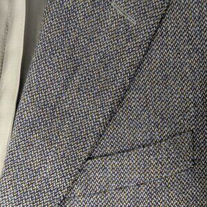 Ermenegildo Zegna 42R Navy Blue & Tan Tweed Blazer Sport Coat Jacket Vintage